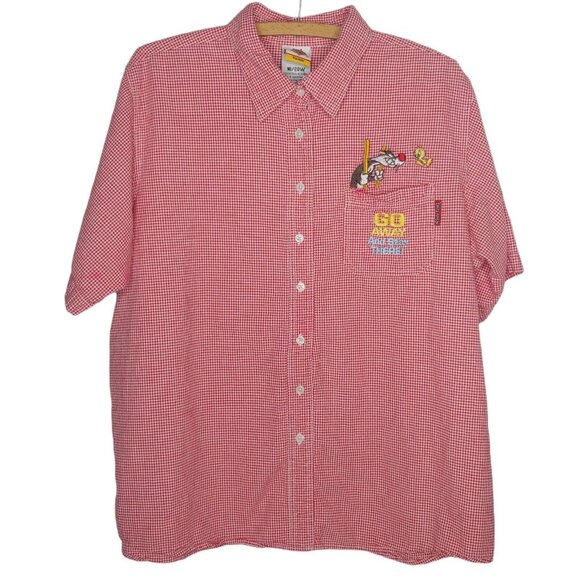 Looney Tunes Women 18/20W Blouse Shirt Red Gingham Sylvester Tweety PLEASE READ - Picture 1 of 7